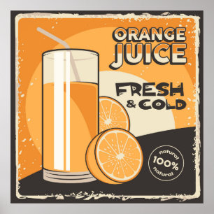 rétro vintage jus d'orange affaires Poster