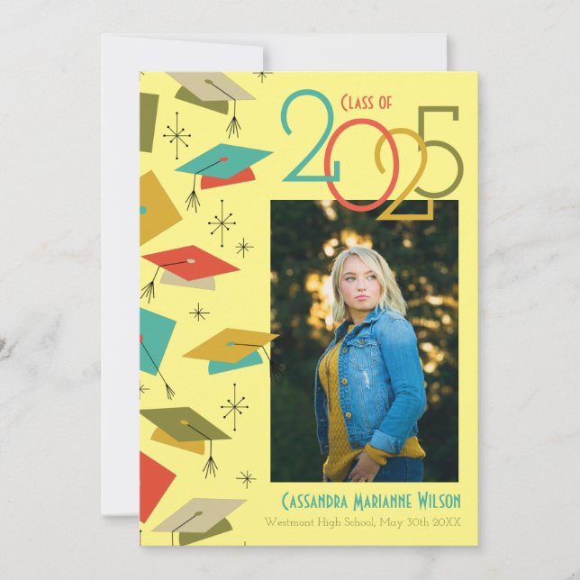 Retro Vintage Photo Graduation Faire-part (Devant)