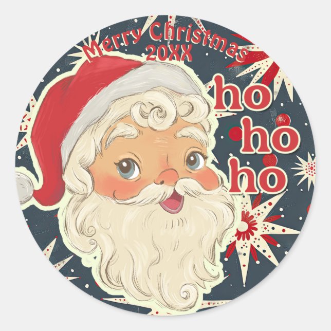 Retro Vintage Style Santa Envelope Seal Sticker (Devant)