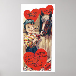 Retro vintage Vacances cheval Valence affiche