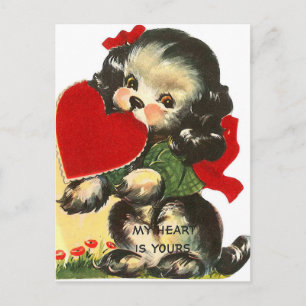 Retro Vintage Valentine chien Carte postale