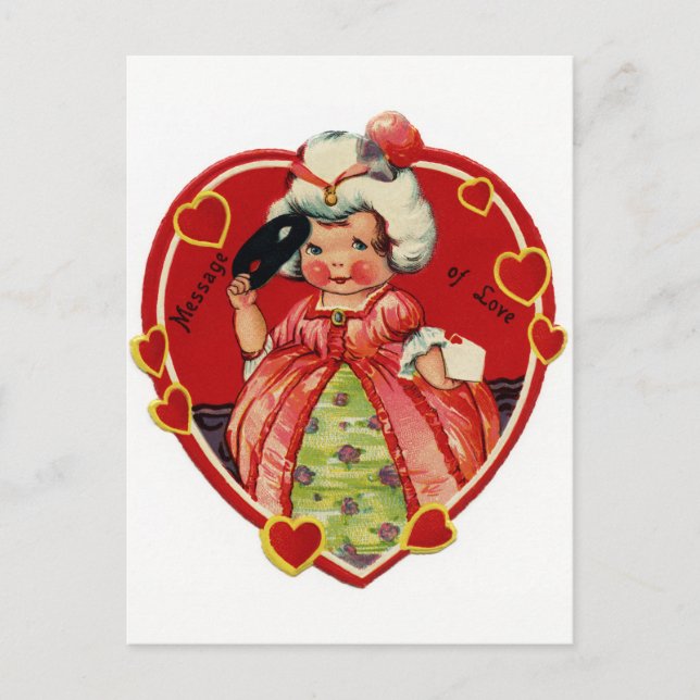 Retro Vintage Valentine fille Carte postale (Devant)