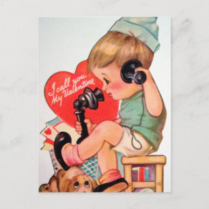 Retro Vintage Valentine garçon Carte postale