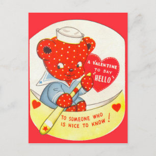 Retro Vintage Valentine ours Carte postale