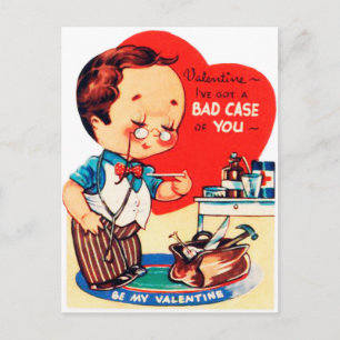 Retro Vintage Valentine Vacances docteur carte pos
