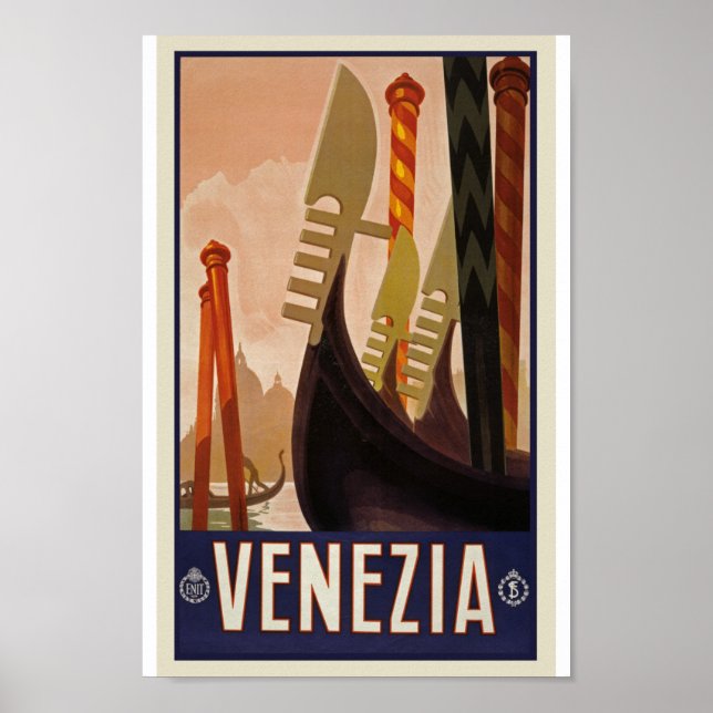 Retro Vintage Venezia Travel Classic Ancien Poster (Devant)