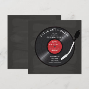 Retro Vinyl Record Anniversaire Fête Invitation