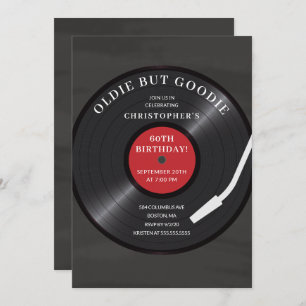 Retro Vinyl Record Anniversaire Fête Invitation