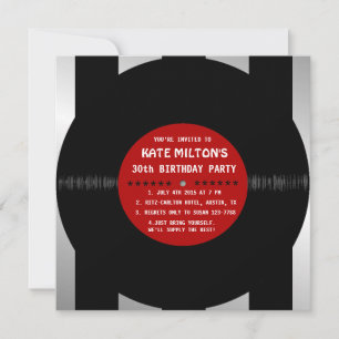 Retro Vinyl Record l Invitations de fête d'anniver