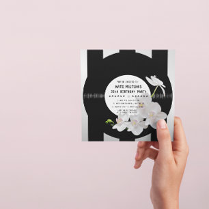 Retro Vinyl Record Orchidées modernes Invitations 