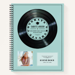 Retro Vinyl Record Turquoise Graduise Livre d'invi