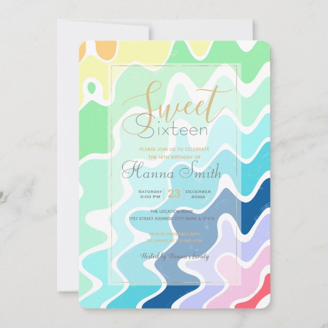 Retro Wavy Lines Pastel Rainbow Colors Motif (Devant)