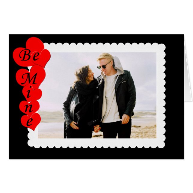 Retro White and Black Valentine Frame Custom Photo (Devant horizontal)