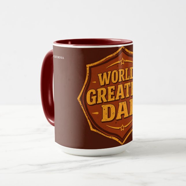 Retro World's Greatest Dad Badge Mug | Customizabl (Devant gauche)