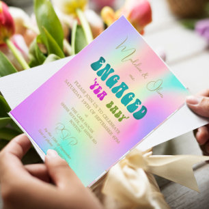 Retro Yea Baby Colorful Fiançailles Invitation