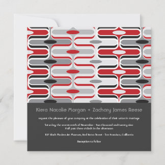 Retro Zig Zag Motif Art Moderne Mariage Invitation