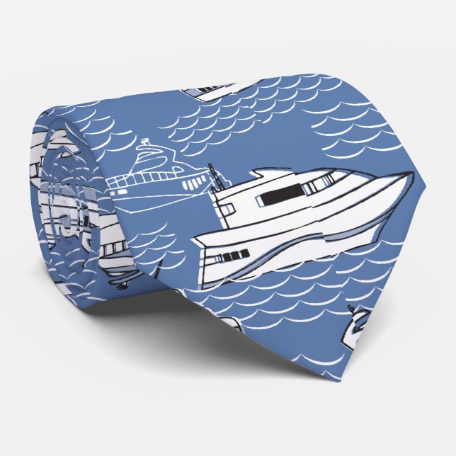 rétros bateaux sur la cravate bleue d'océan (Roulé)