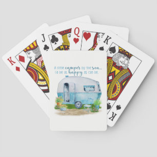 Rétros cartes de jeu d'aquarelle de caravane de