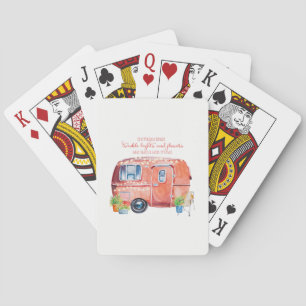 Rétros cartes de jeu d'aquarelle de caravane de