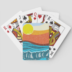 Rétros cartes de jeu de coucher du soleil de la