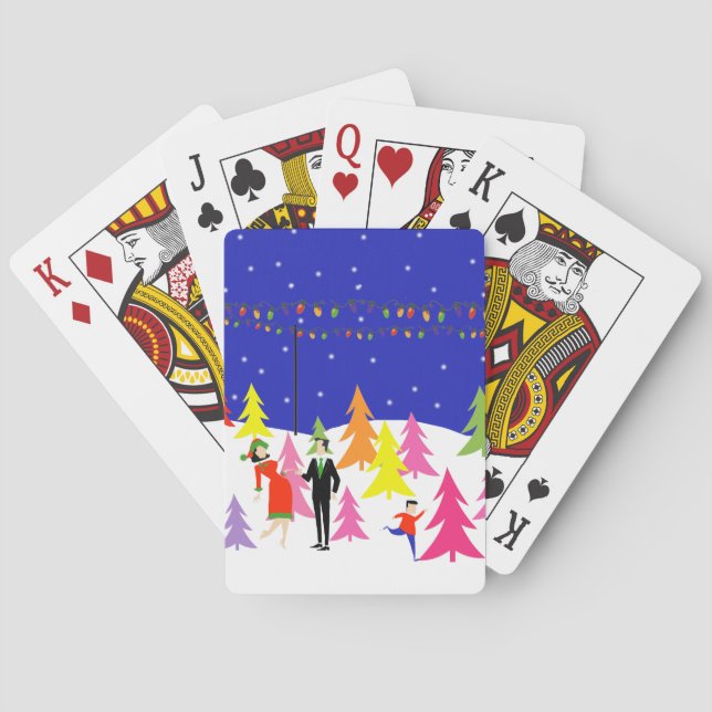 Rétros cartes de jeu de ferme d'arbre de Noël (dos)