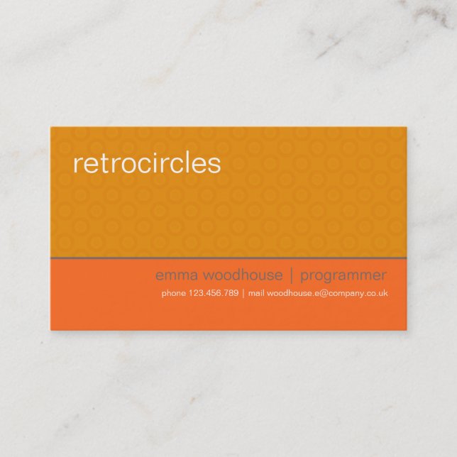 Rétros cercles oranges et carte de visite bronzage (Devant)