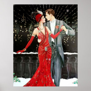 Rétros couples vintages de Noël d'art déco