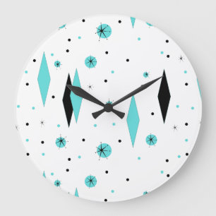 Rétros diamants de turquoise et horloge murale de