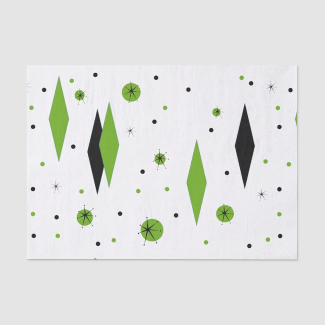 Rétros diamants verts et papier de soie de soie de (Recto)