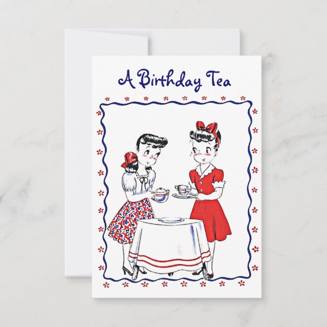 Rétros filles vintages accueillant une invitation (Devant)