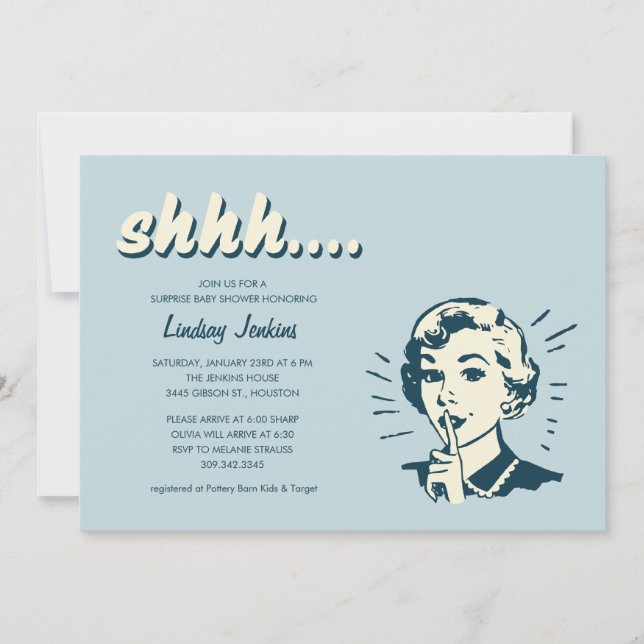 Rétros invitations de baby shower de surprise (Devant)