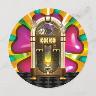 Rétros invitations de partie de juke-box