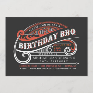 Rétros invitations vintages de BBQ d'anniversaire