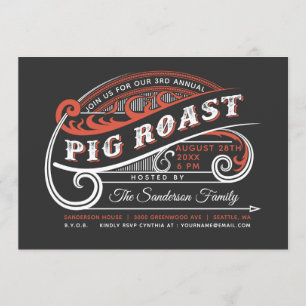 Rétros invitations vintages de rôti de porc