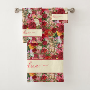 Rétros roses et motif vintage mesquin d'ange