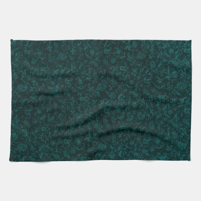 Rétros serviettes de cuisine turquoises foncées (Horizontal)