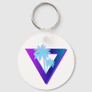 RETROWAVE SYNTHWAVE PALMIERS TRIANGLE PORTE-CLÉS