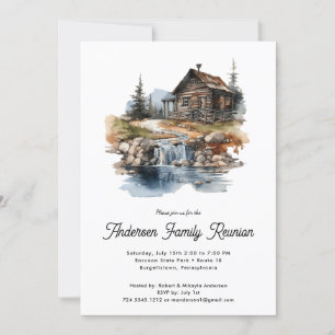 Réunion familiale Rustic Forest Cabine Invitation