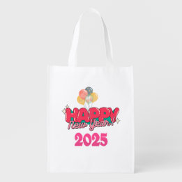 Réutilisable Bonne nouvelle année 2025 sac de courses