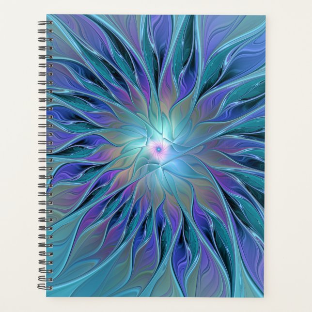 Rêve de fleur abstraite fractale bleu violet (Devant)