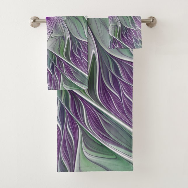 Rêve de fleurs, Abstrait violet vert Fractal Art (En situation)