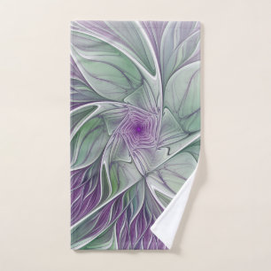 Rêve de fleurs, Abstrait violet vert Fractal Art