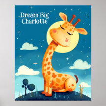 Rêve de girafe | Affiche d'art de nurserie animale