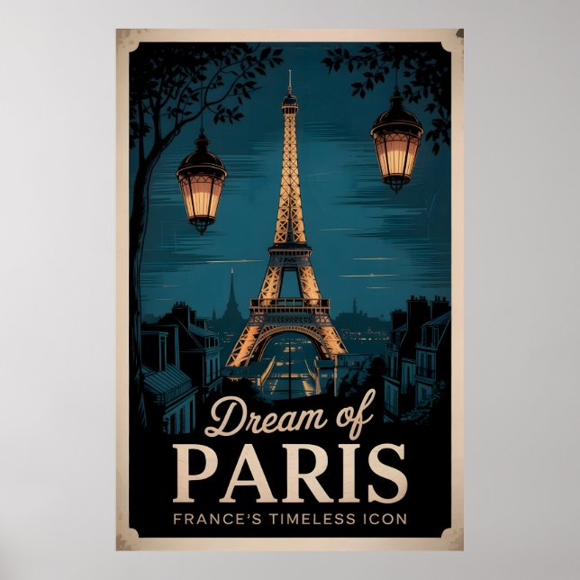 Rêve de Paris - Poster Tour Eiffel Vintage (Devant)