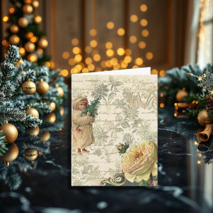 Rêve de vélo de Noël vintage Carte de vœux