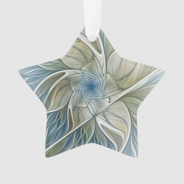 Rêve floral Abstrait bleu Khaki étoile fractale (devant)