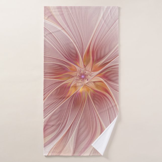 Rêve floral rose doux Fleur d'art fractal Abstrait (Serviette de bain)