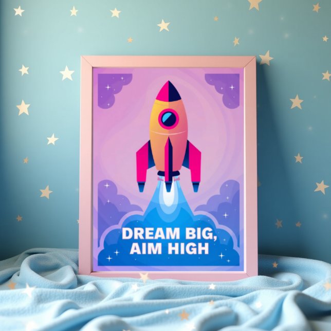 Rêve Grand Vise Haut Art Mural de Motivation pour  (Dream Big Aim High Motivational Nursery Wall Art)