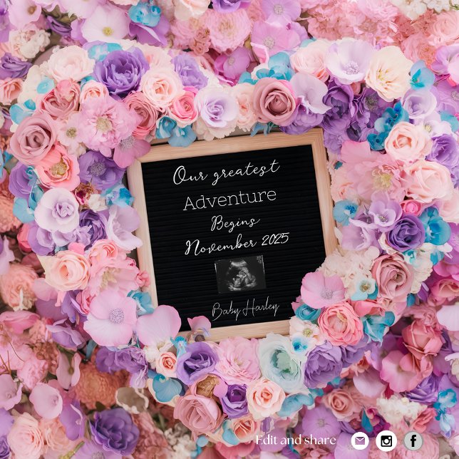 rêve pastel fleurie faire-part de grossesse (Créateur téléchargé)