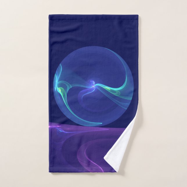 Rêve Violet Bleu Lumineux Art Fractal Abstrait (Serviette à main)